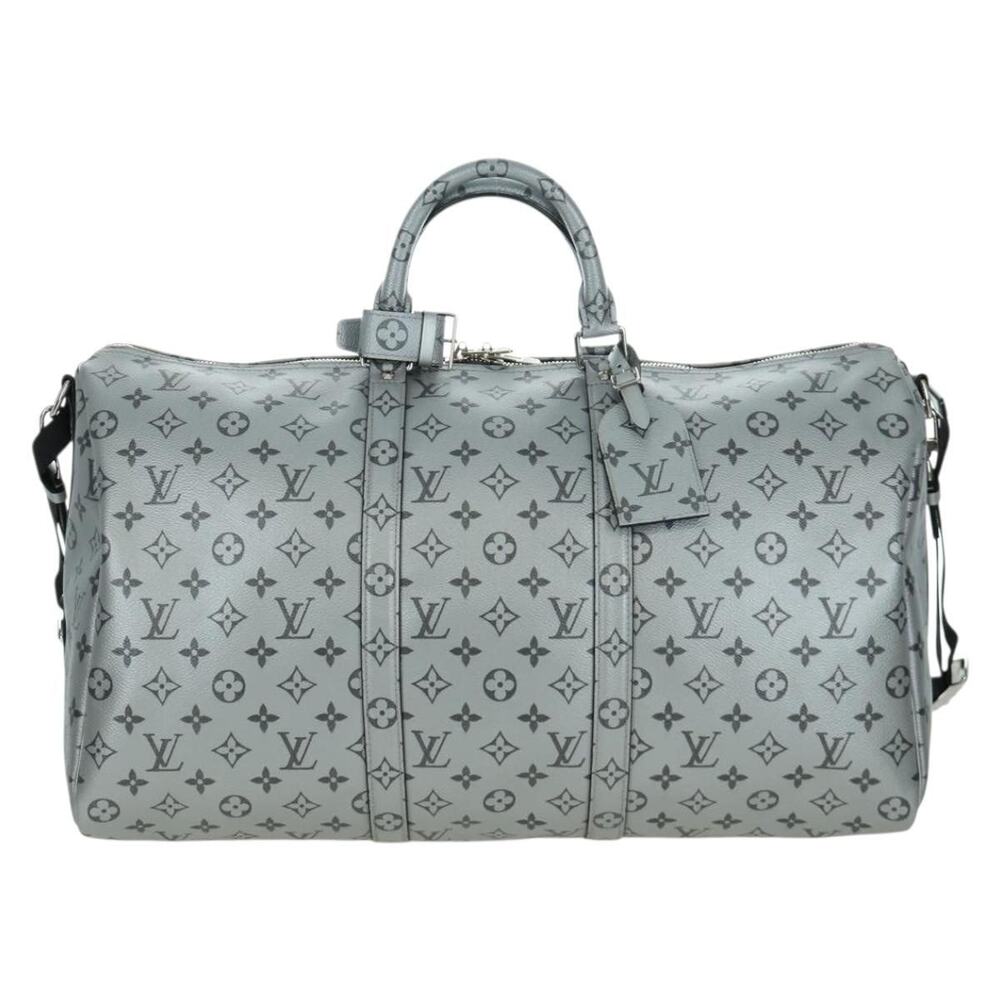 Louis Vuitton Monogram Keepall Bandouliere 50 Boston Bag Silver
